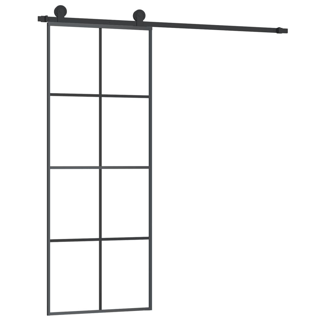 vidaXL Sliding Door with Hardware Set 76x205 cm ESG Glass&Aluminium
