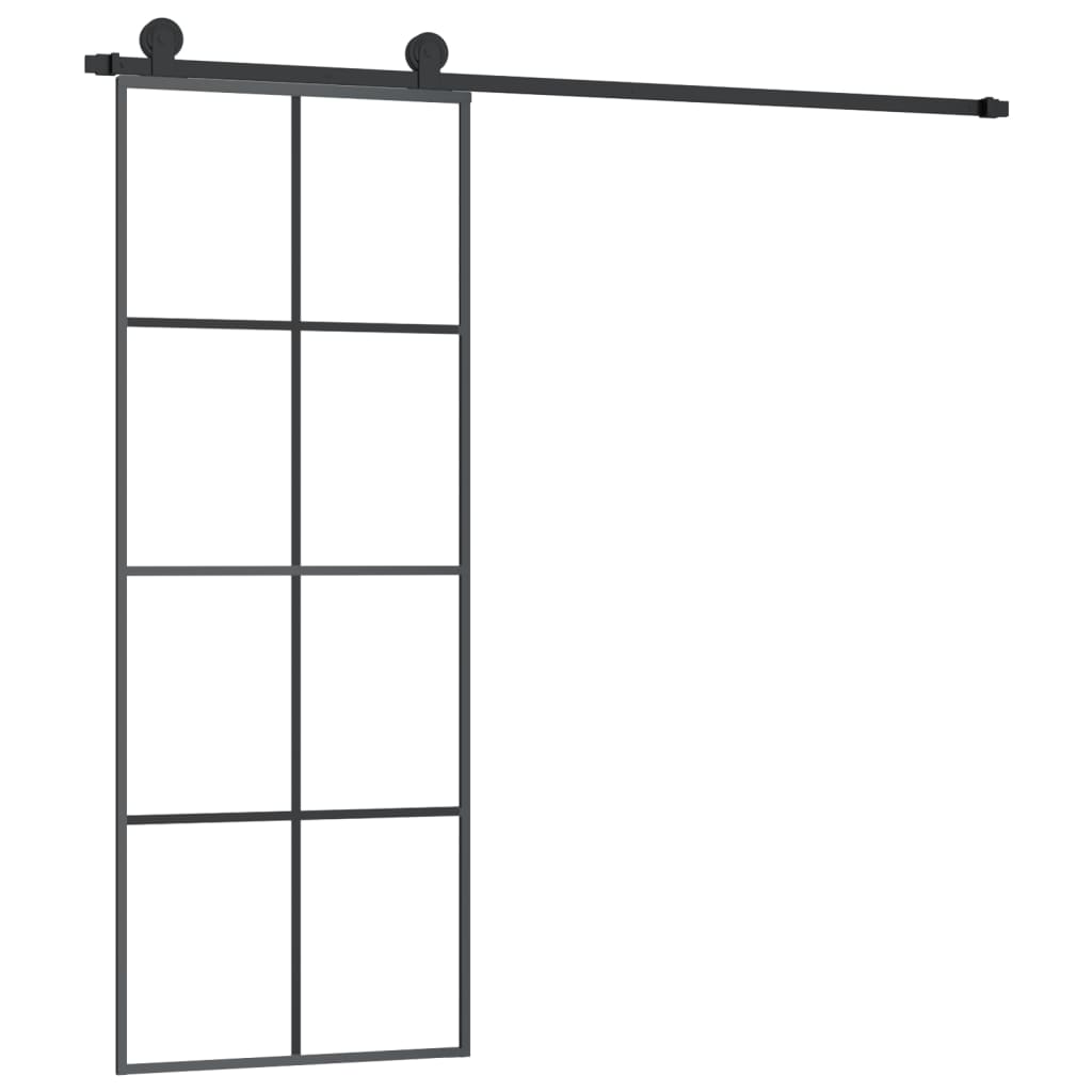 vidaXL Sliding Door with Hardware Set 76x205 cm ESG Glass&Aluminium