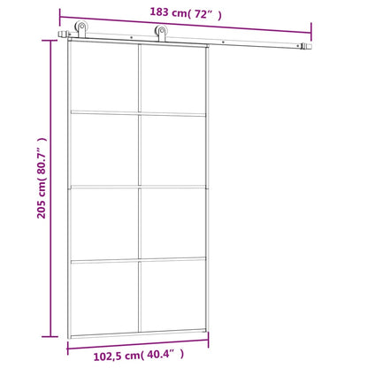 vidaXL Sliding Door with Hardware Set 102,5x205 cm ESG Glass&Aluminium