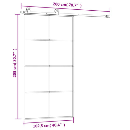 vidaXL Sliding Door with Hardware Set 102,5x205 cm ESG Glass&Aluminium