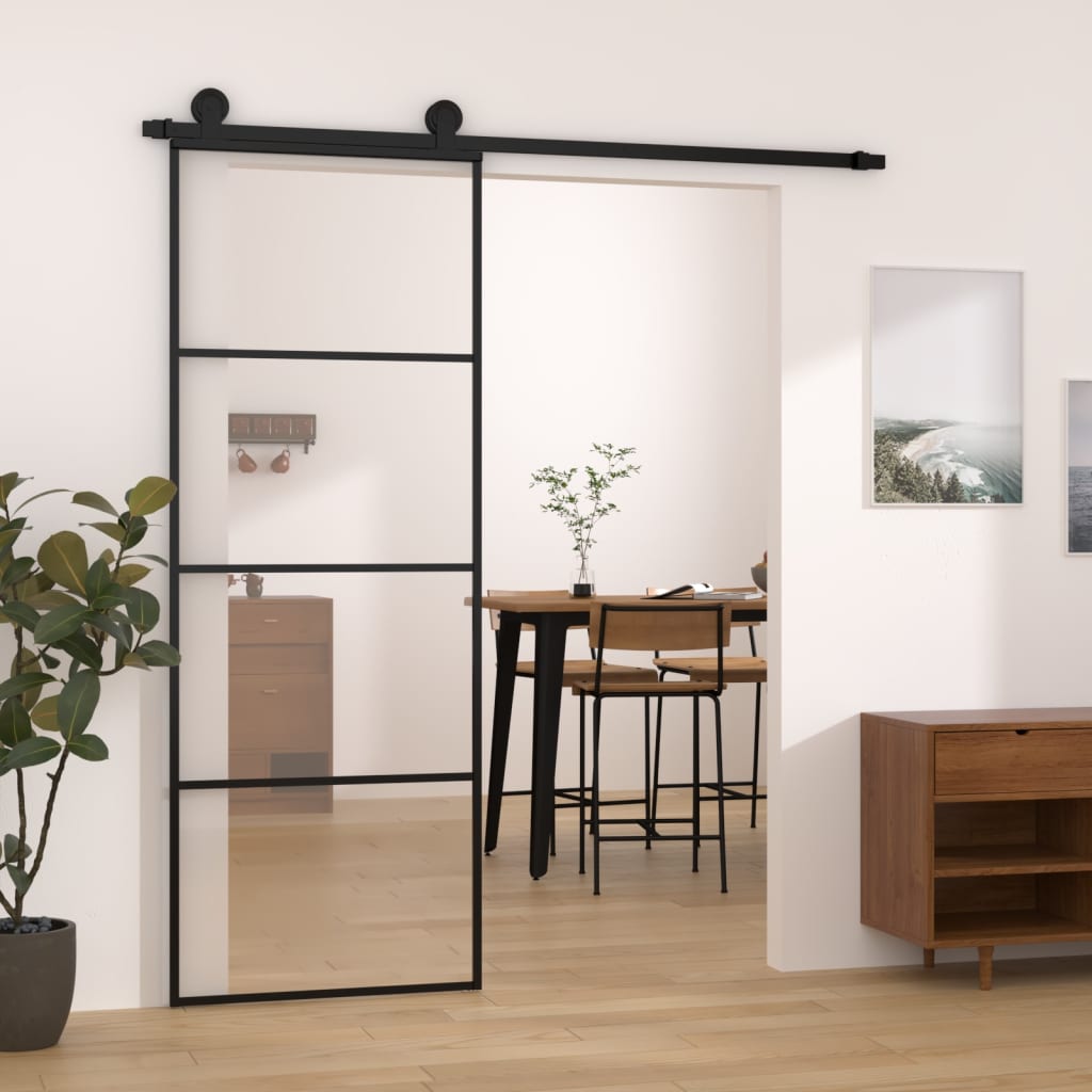 vidaXL Sliding Door with Hardware Set 76x205 cm ESG Glass&Aluminium