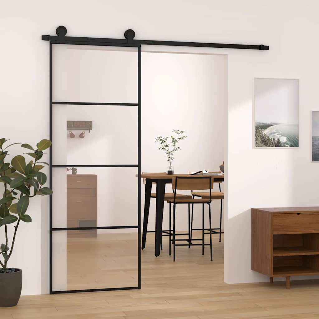 vidaXL Sliding Door with Hardware Set 76x205 cm ESG Glass&Aluminium