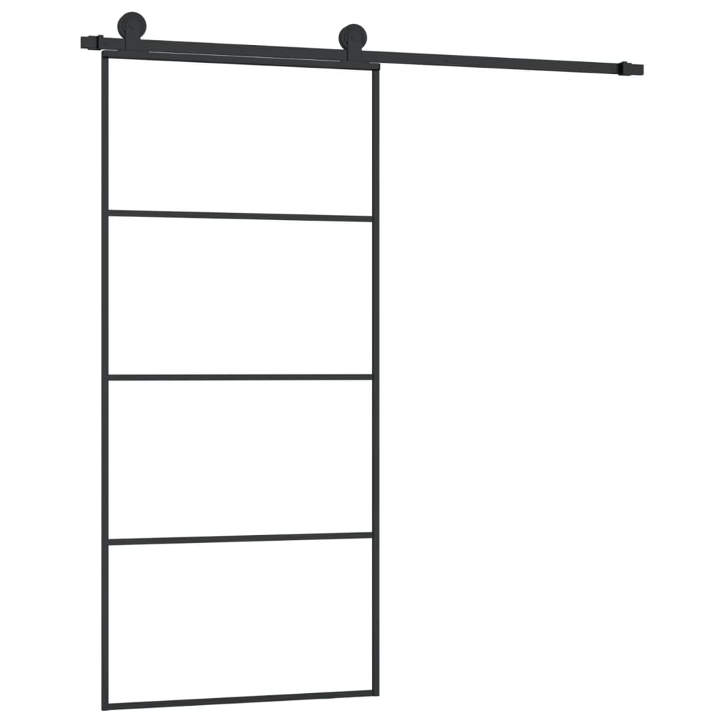 vidaXL Sliding Door with Hardware Set 90x205 cm ESG Glass&Aluminium