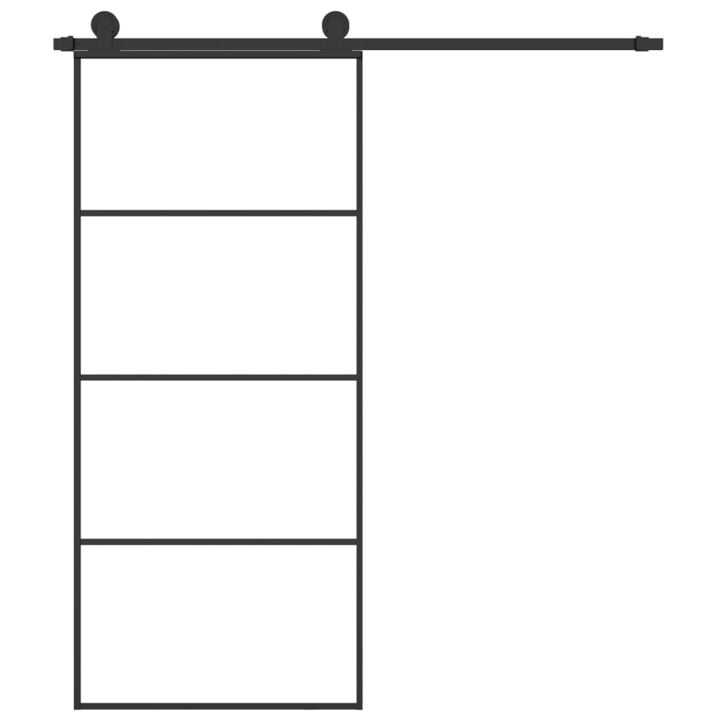 vidaXL Sliding Door with Hardware Set 90x205 cm ESG Glass&Aluminium