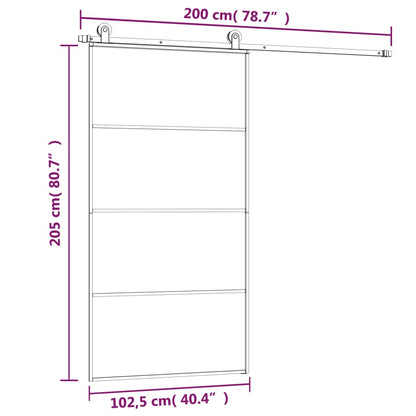 vidaXL Sliding Door with Hardware Set 102.5x205 cm ESG Glass&Aluminium