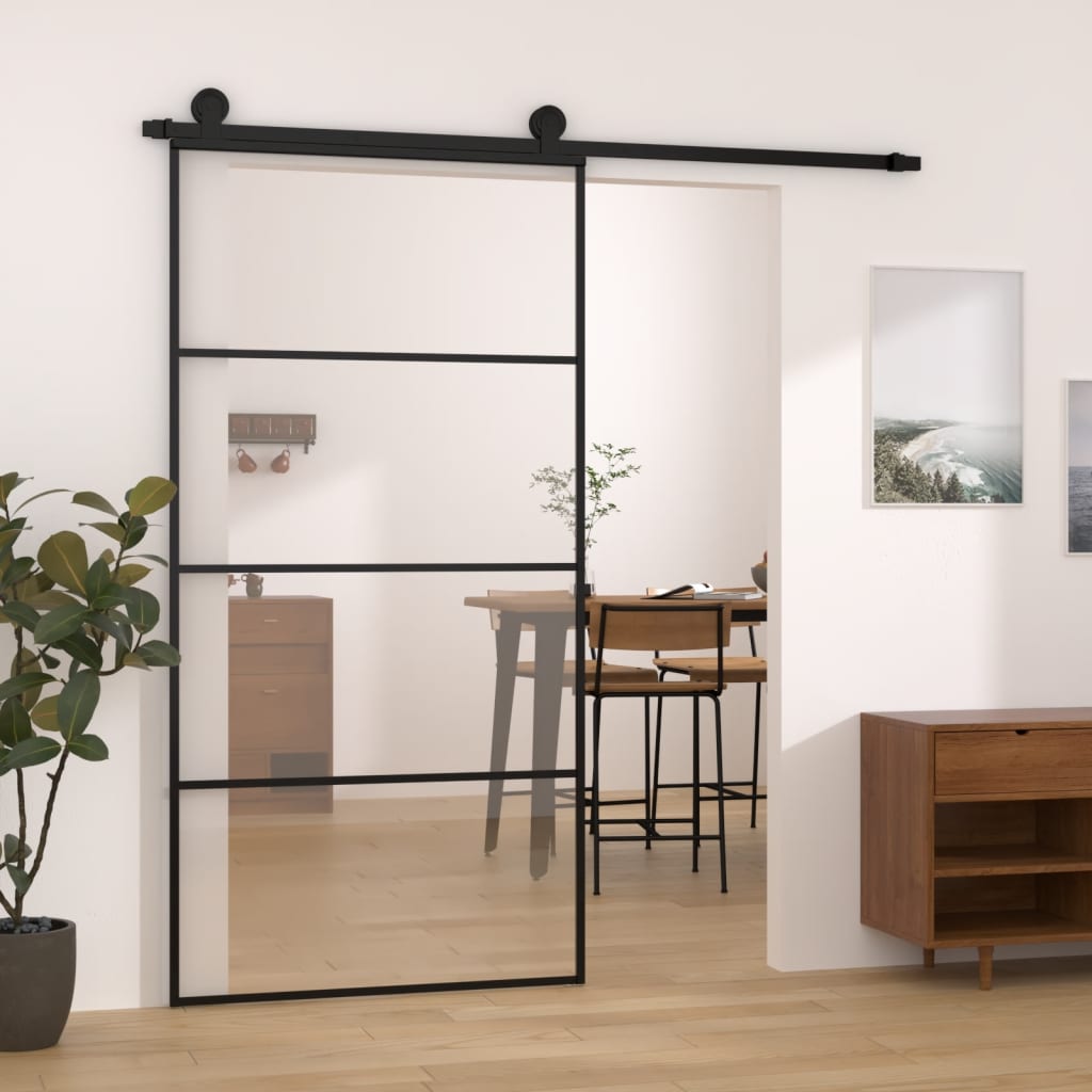 vidaXL Sliding Door with Hardware Set 102.5x205 cm ESG Glass&Aluminium