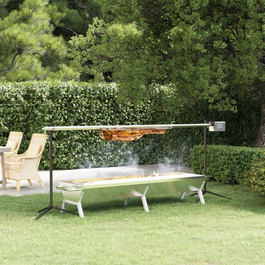 vidaXL BBQ Tray Silver 158x42x31 cm Stainless Steel
