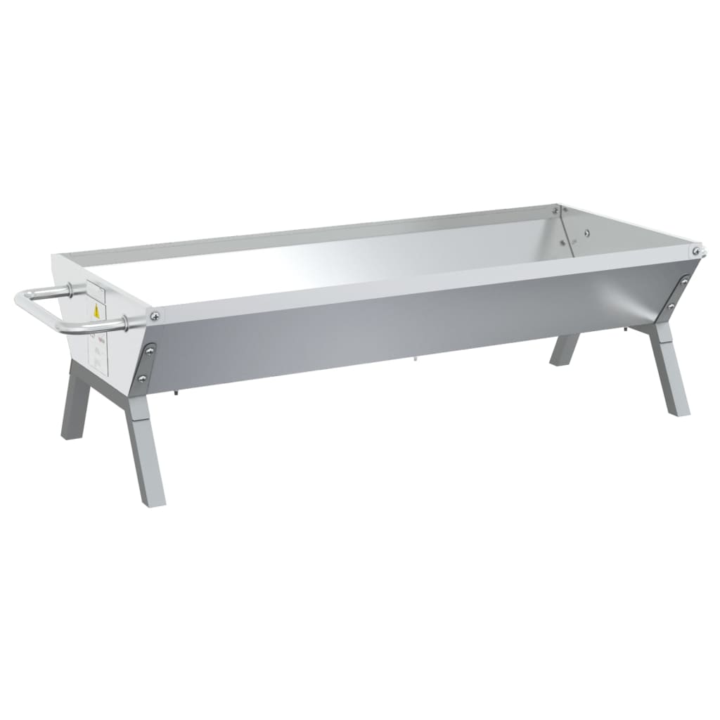 vidaXL BBQ Tray Silver 118x42x30.5 cm Stainless Steel