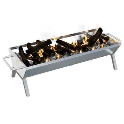 vidaXL BBQ Tray Silver 118x42x30.5 cm Stainless Steel