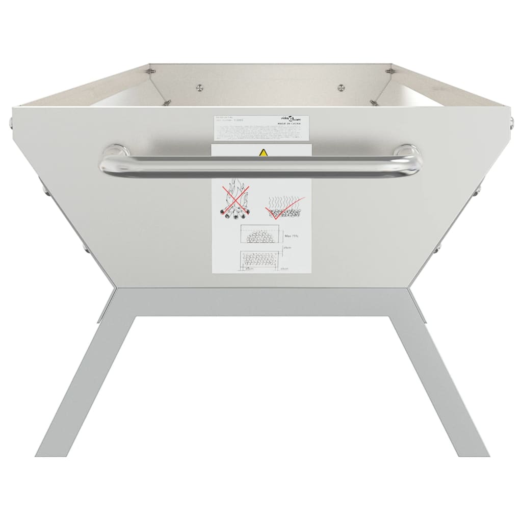 vidaXL BBQ Tray Silver 118x42x30.5 cm Stainless Steel