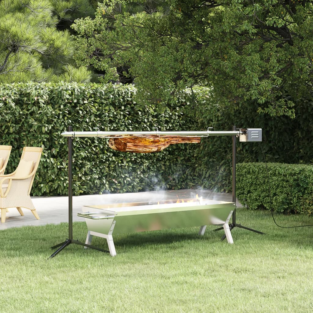 vidaXL BBQ Tray Silver 118x42x30.5 cm Stainless Steel