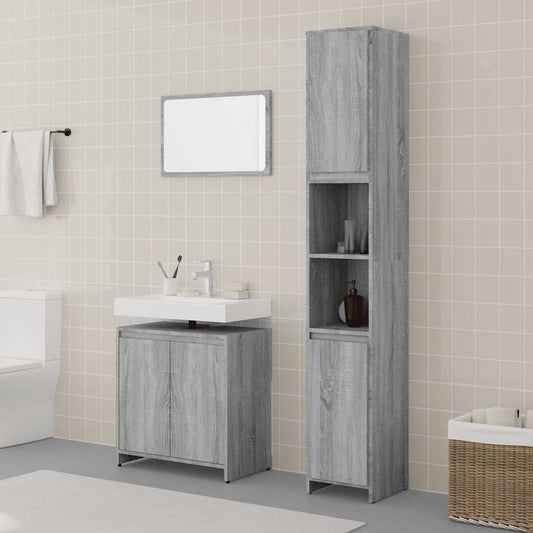 vidaXL 3 Piece Bathroom Furniture Set Grey Sonoma Engineered Wood