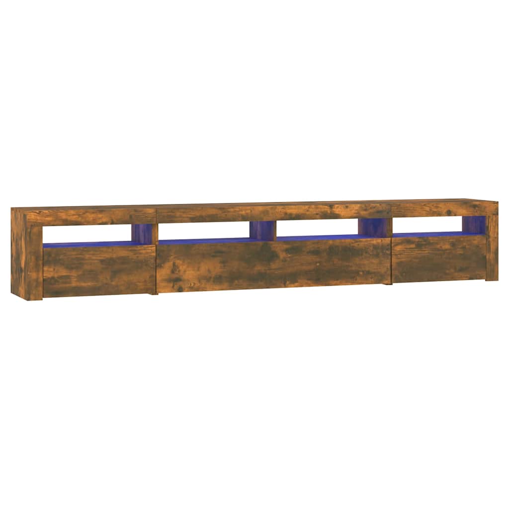 vidaXL TV Cabinet with LED Lights Smoked Oak 240x35x40 cm