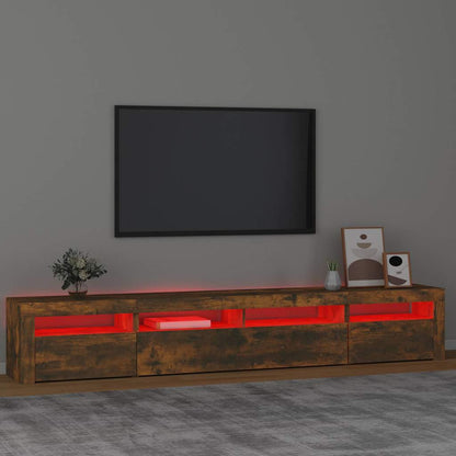 vidaXL TV Cabinet with LED Lights Smoked Oak 240x35x40 cm