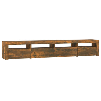 vidaXL TV Cabinet with LED Lights Smoked Oak 240x35x40 cm