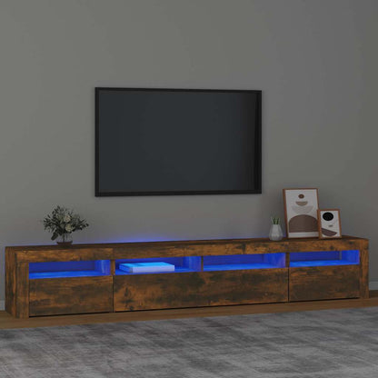 vidaXL TV Cabinet with LED Lights Smoked Oak 240x35x40 cm