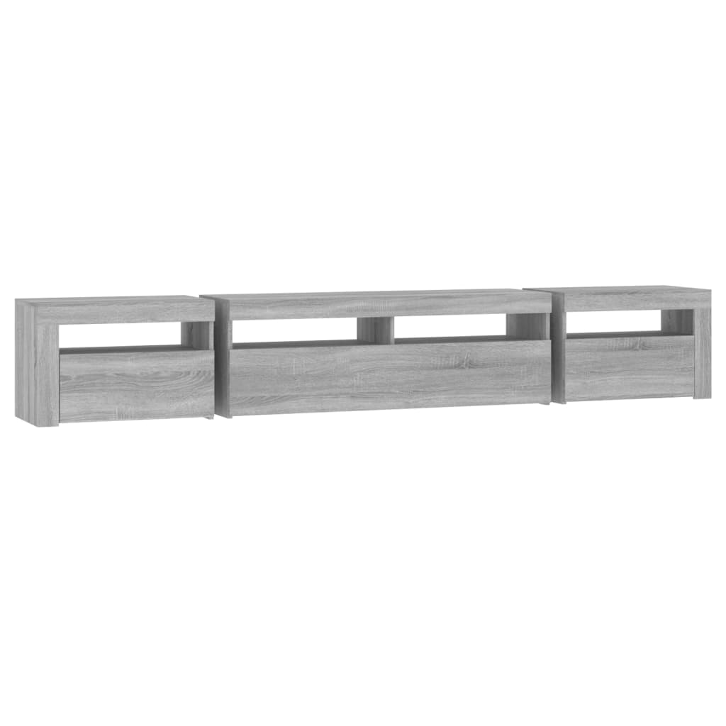 vidaXL TV Cabinet with LED Lights Grey Sonoma 240x35x40 cm