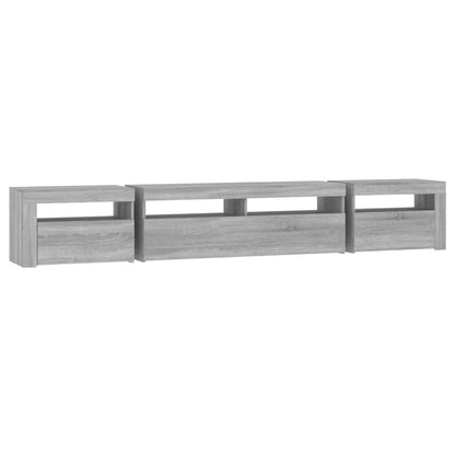 vidaXL TV Cabinet with LED Lights Grey Sonoma 240x35x40 cm