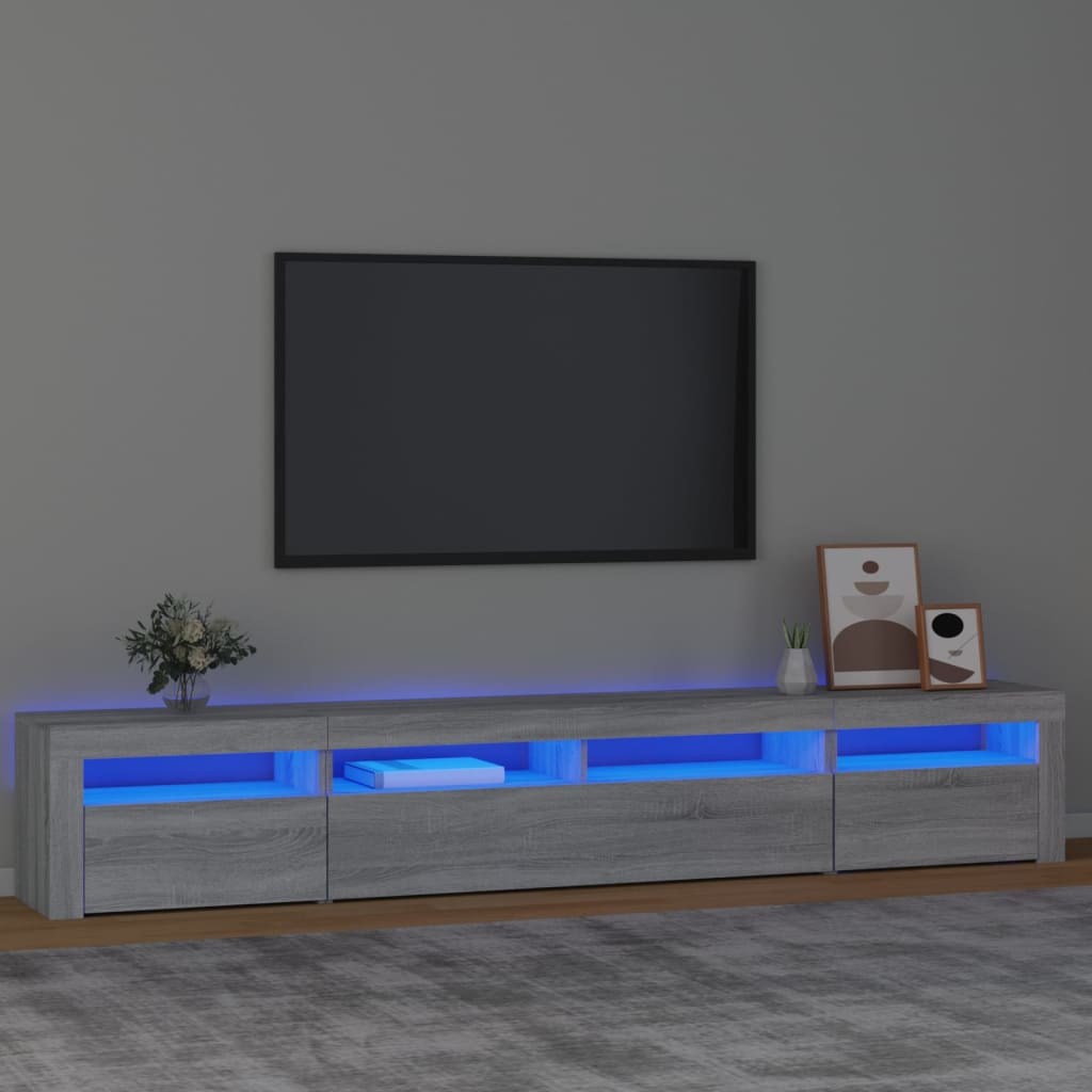 vidaXL TV Cabinet with LED Lights Grey Sonoma 240x35x40 cm