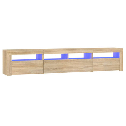 vidaXL TV Cabinet with LED Lights Sonoma Oak 210x35x40 cm
