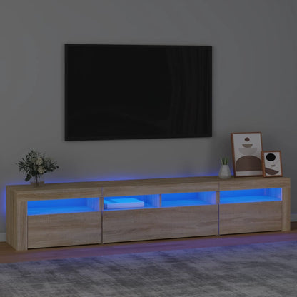 vidaXL TV Cabinet with LED Lights Sonoma Oak 210x35x40 cm