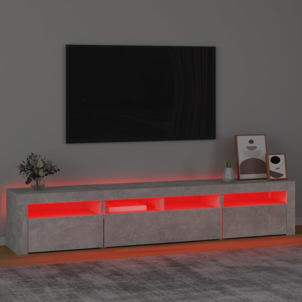 vidaXL TV Cabinet with LED Lights Concrete Grey 210x35x40 cm