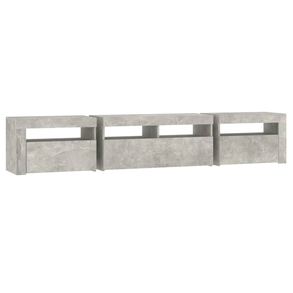 vidaXL TV Cabinet with LED Lights Concrete Grey 210x35x40 cm