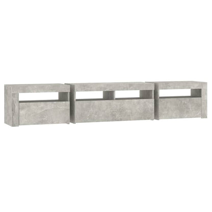 vidaXL TV Cabinet with LED Lights Concrete Grey 210x35x40 cm