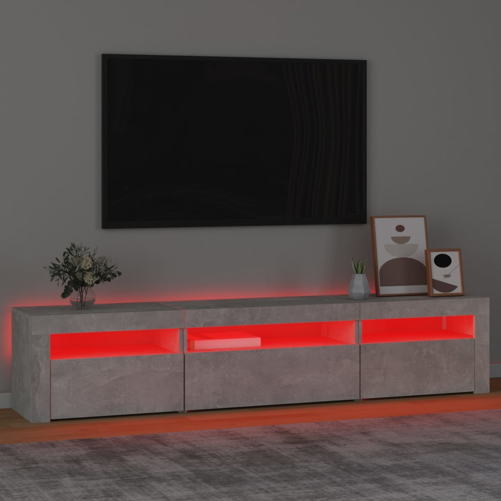 vidaXL TV Cabinet with LED Lights Concrete Grey 195x35x40 cm