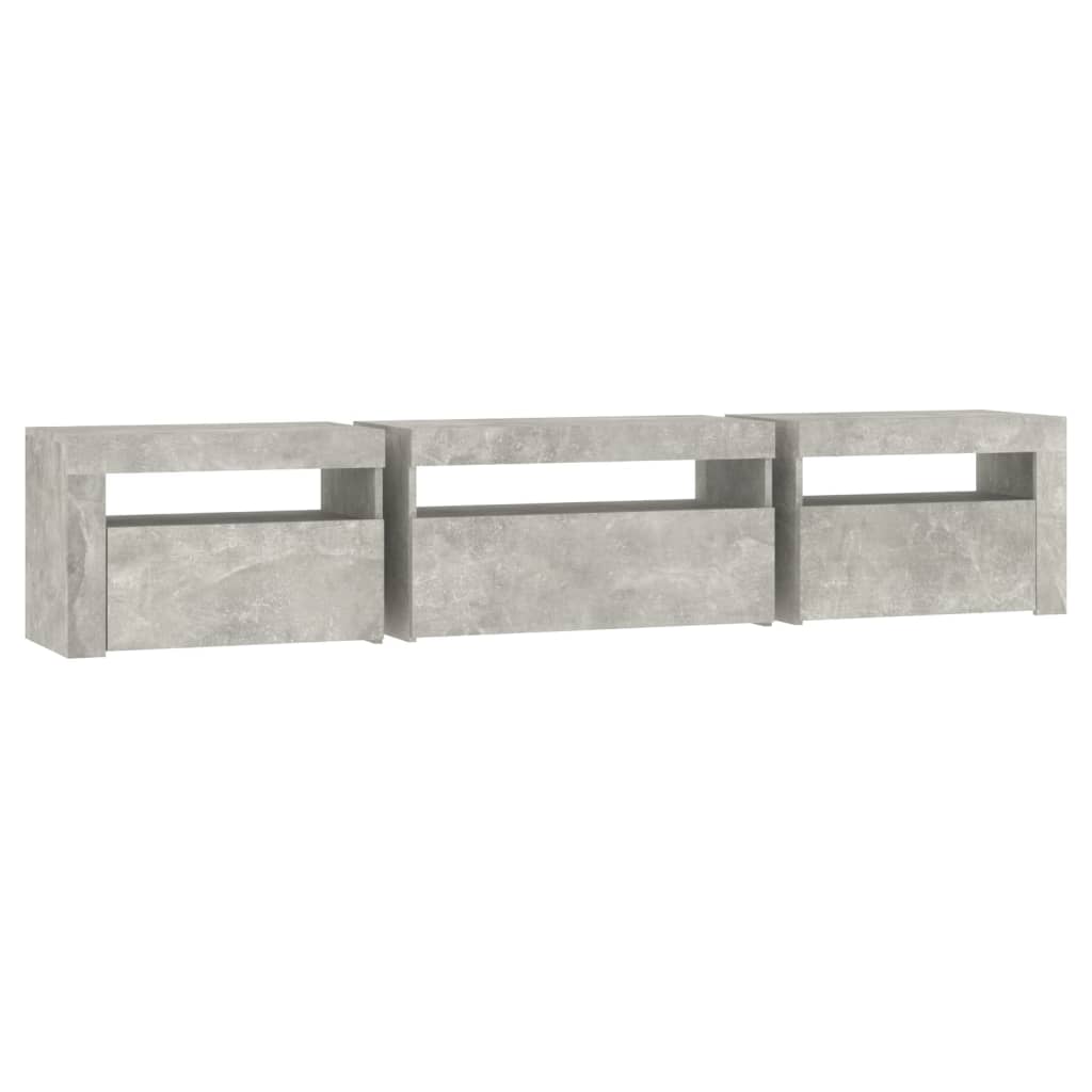 vidaXL TV Cabinet with LED Lights Concrete Grey 195x35x40 cm