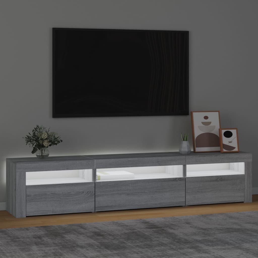 vidaXL TV Cabinet with LED Lights Grey Sonoma 195x35x40 cm