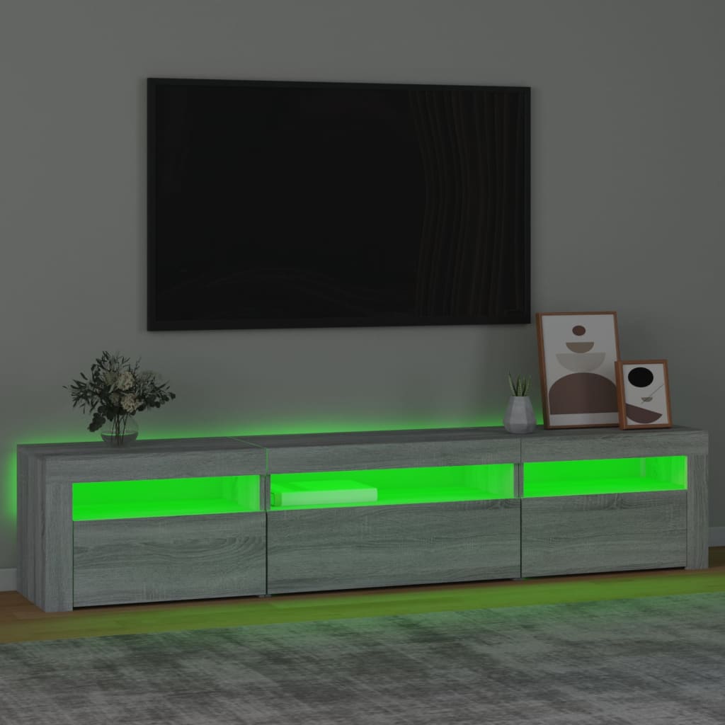 vidaXL TV Cabinet with LED Lights Grey Sonoma 195x35x40 cm