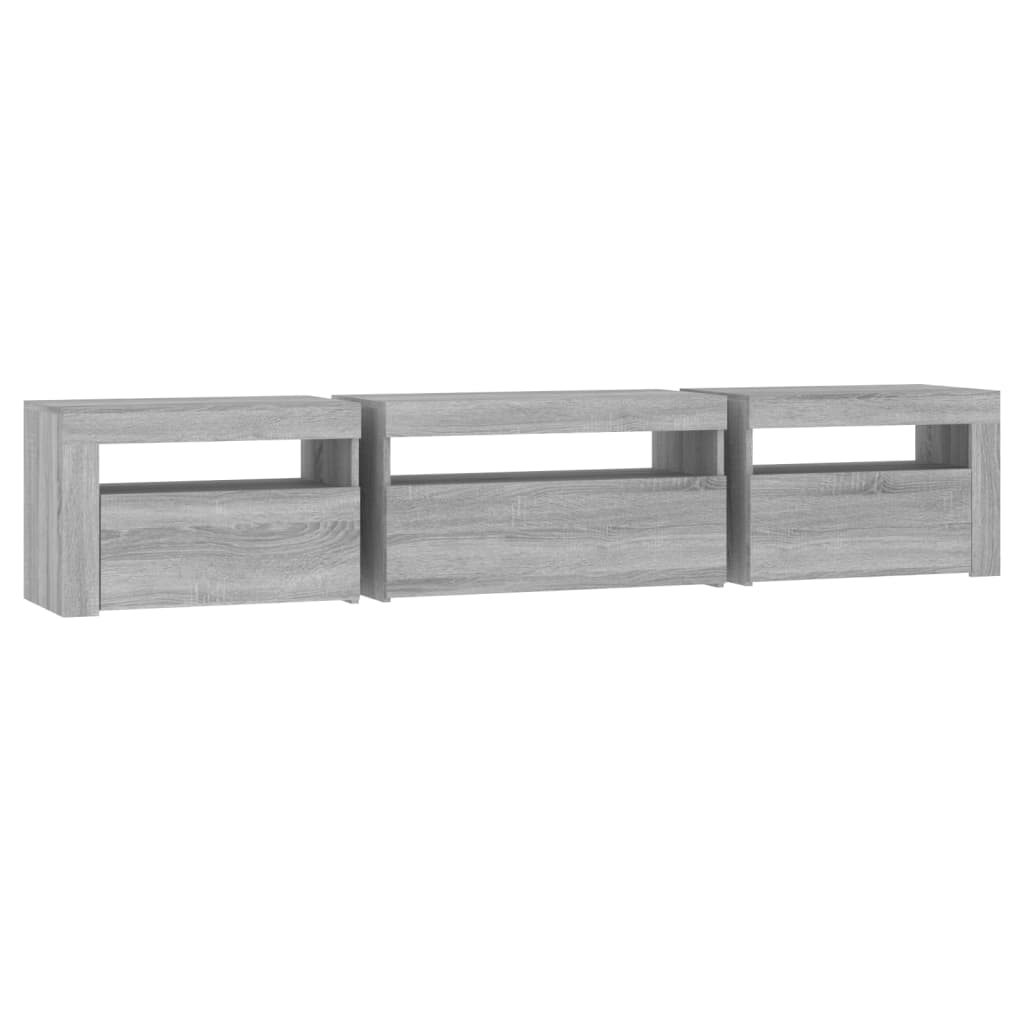 vidaXL TV Cabinet with LED Lights Grey Sonoma 195x35x40 cm