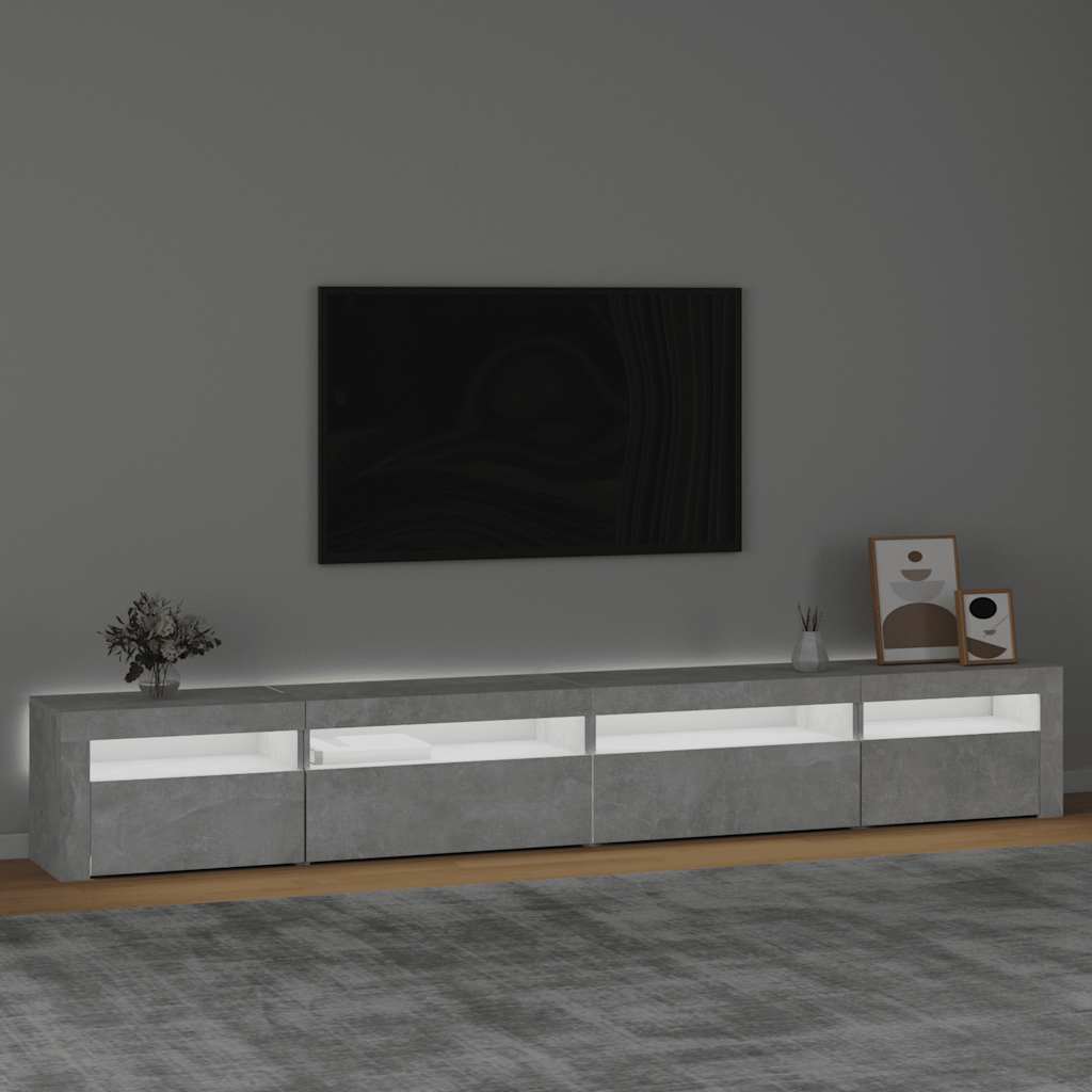 vidaXL TV Cabinet with LED Lights Concrete Grey 270x35x40 cm