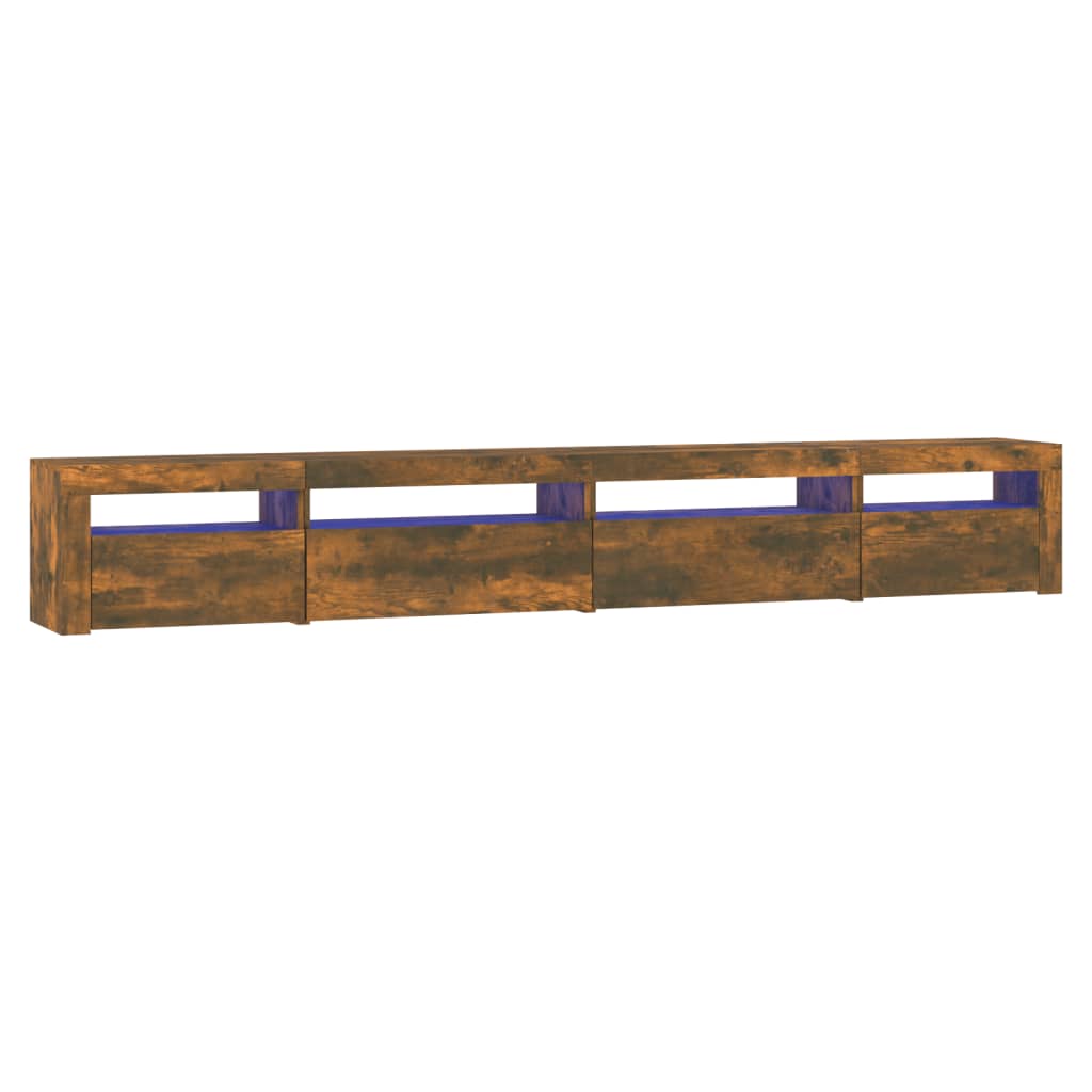 vidaXL TV Cabinet with LED Lights Smoked Oak 270x35x40 cm