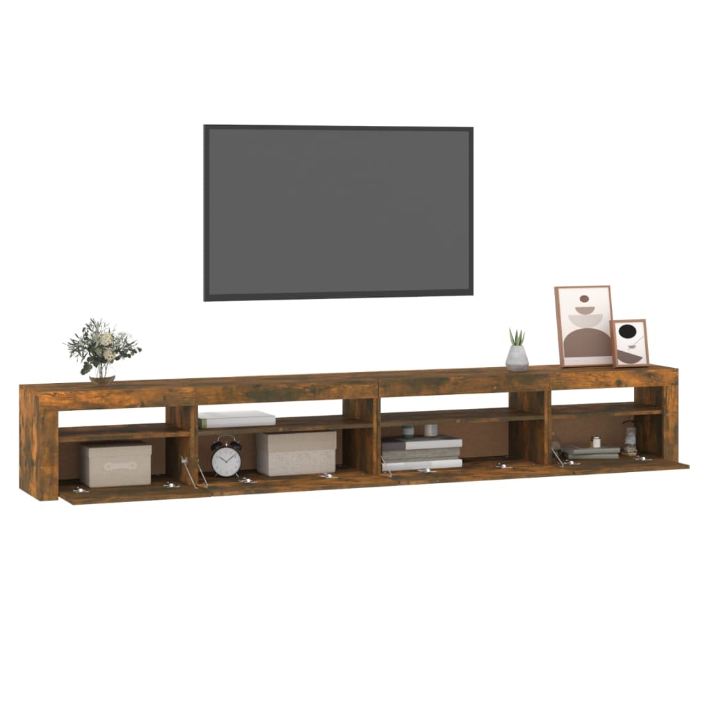 vidaXL TV Cabinet with LED Lights Smoked Oak 270x35x40 cm