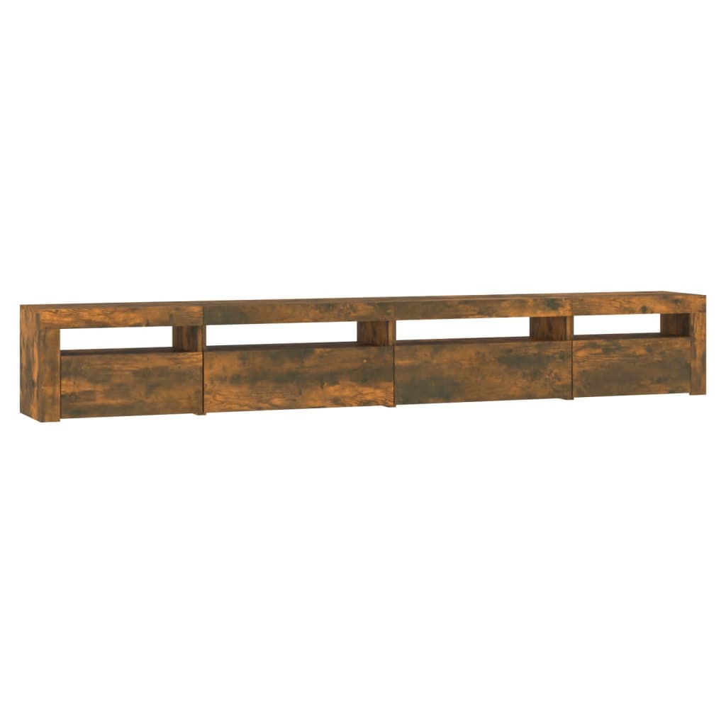 vidaXL TV Cabinet with LED Lights Smoked Oak 270x35x40 cm