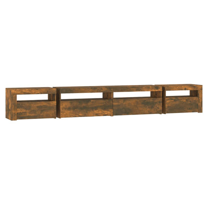 vidaXL TV Cabinet with LED Lights Smoked Oak 270x35x40 cm
