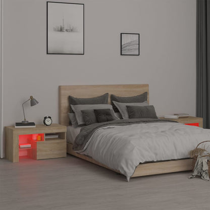 vidaXL Bedside Cabinets 2 pcs with LED Lights Sonoma Oak 70x36.5x40 cm
