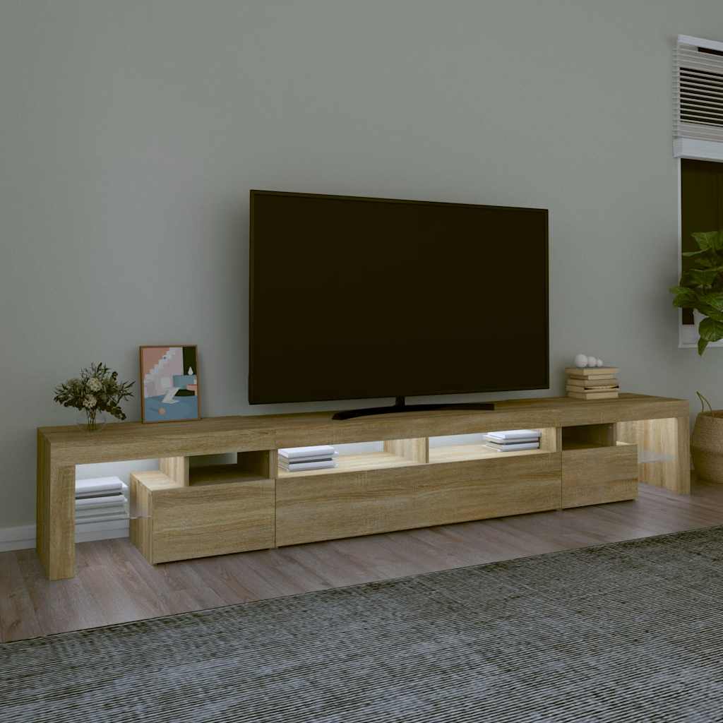 vidaXL TV Cabinet with LED Lights Sonoma Oak 260x36,5x40 cm