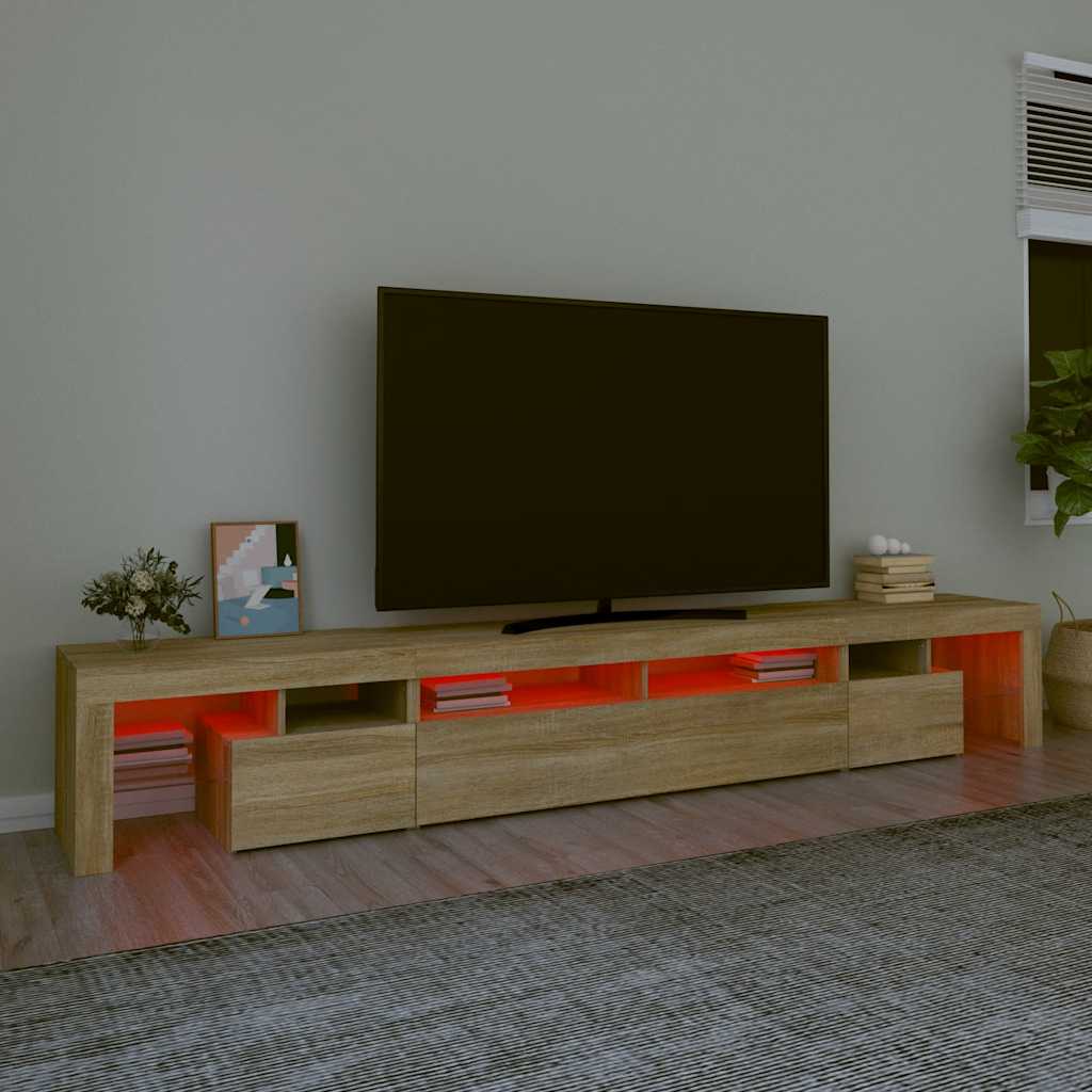 vidaXL TV Cabinet with LED Lights Sonoma Oak 260x36,5x40 cm