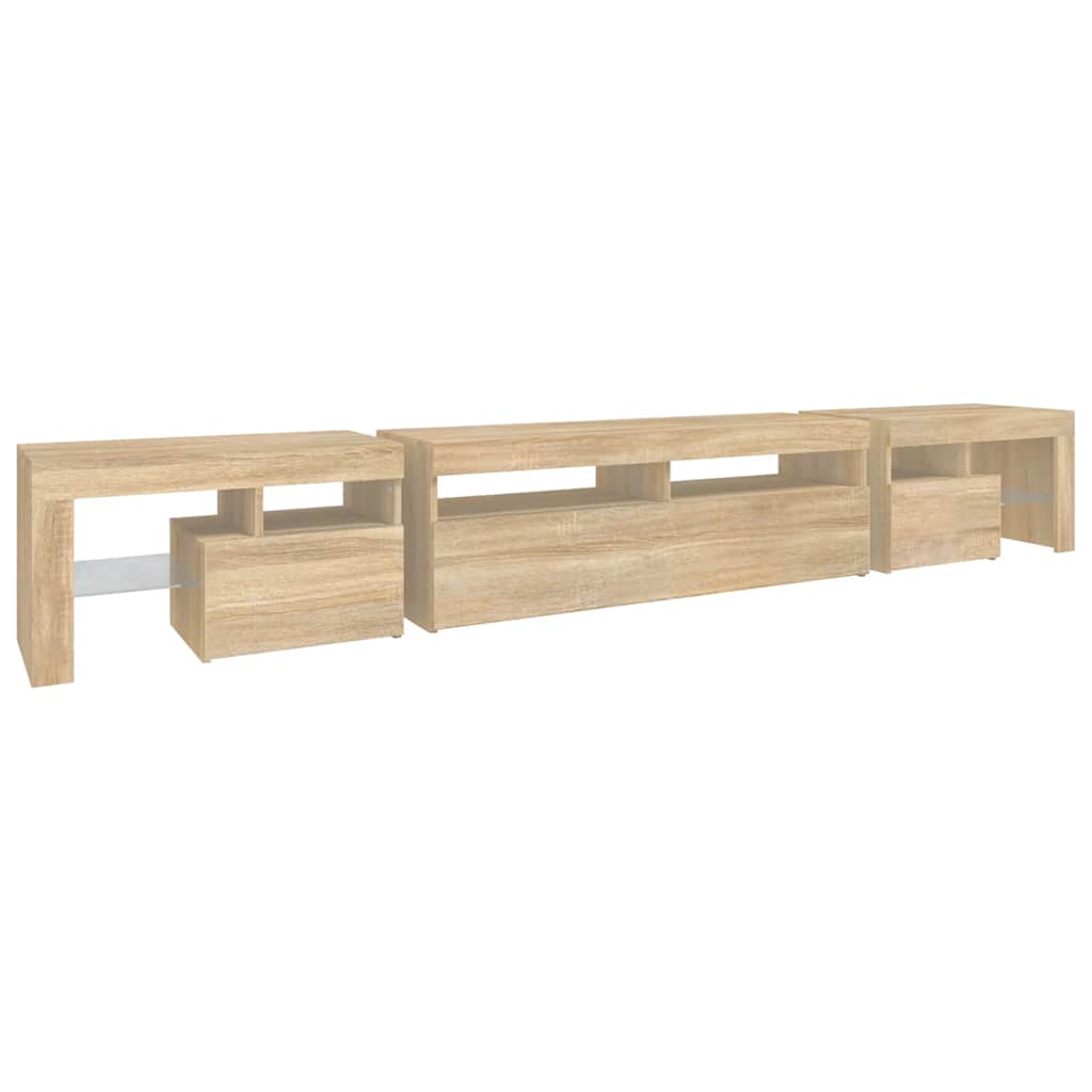vidaXL TV Cabinet with LED Lights Sonoma Oak 260x36,5x40 cm
