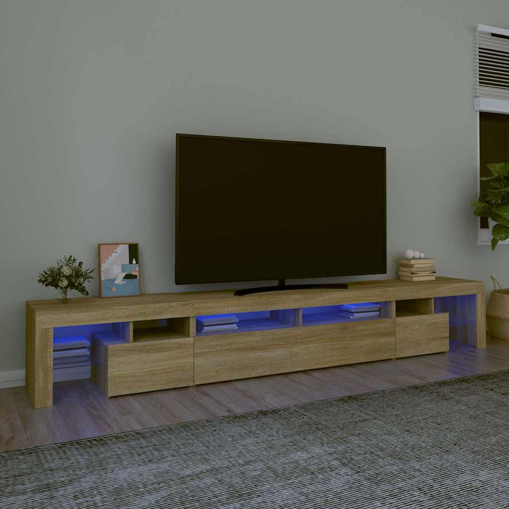 vidaXL TV Cabinet with LED Lights Sonoma Oak 260x36,5x40 cm