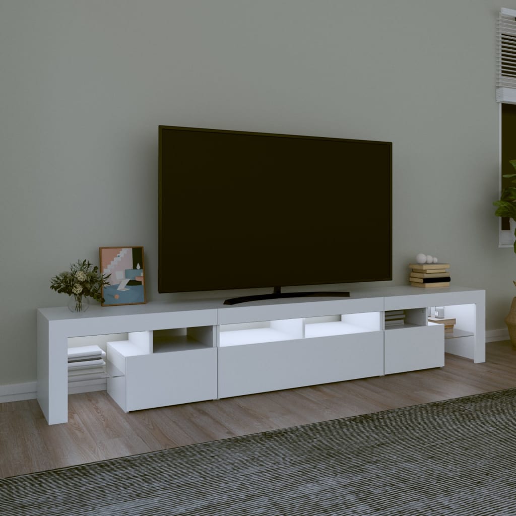 vidaXL TV Cabinet with LED Lights White 230x36,5x40 cm