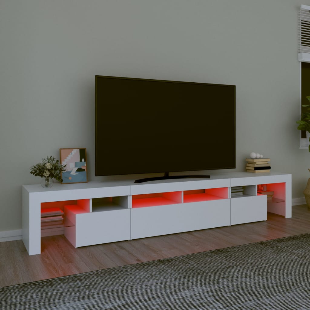 vidaXL TV Cabinet with LED Lights White 230x36,5x40 cm