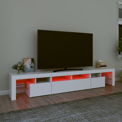 vidaXL TV Cabinet with LED Lights White 230x36,5x40 cm