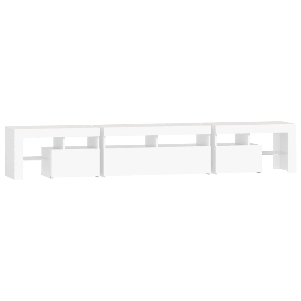 vidaXL TV Cabinet with LED Lights White 230x36,5x40 cm