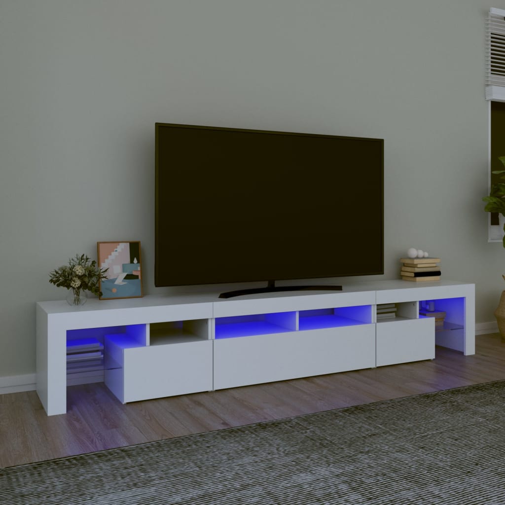 vidaXL TV Cabinet with LED Lights White 230x36,5x40 cm