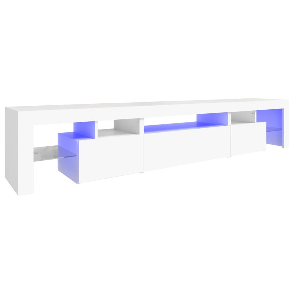 vidaXL TV Cabinet with LED Lights White 215x36,5x40 cm
