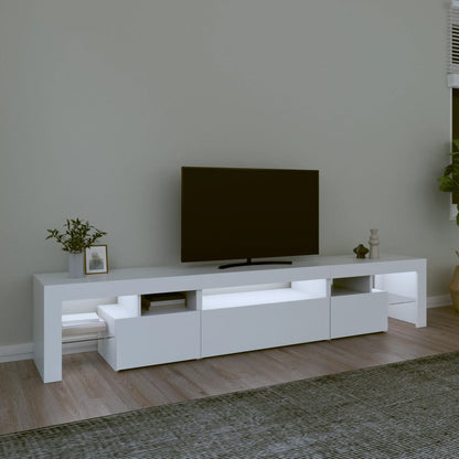 vidaXL TV Cabinet with LED Lights White 215x36,5x40 cm